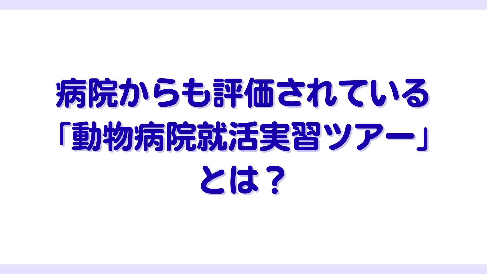 病院からも評価されている「動物病院就活実習ツアー」とは？